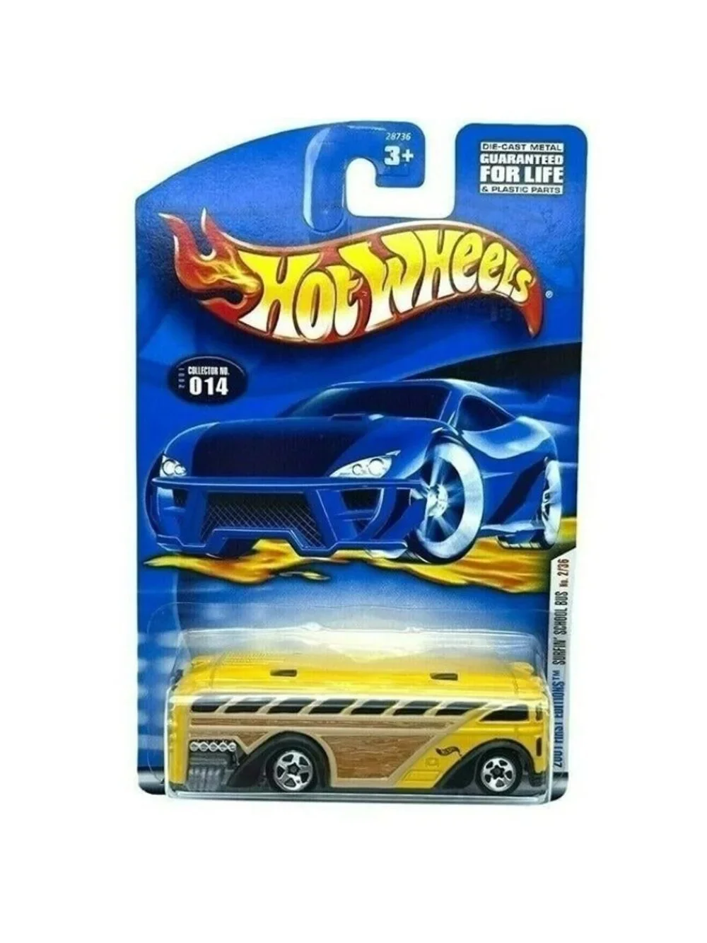 Vintage Die Cast Hot Wheels 2001 Surfin School Bus 2/36 First Editions 1:64